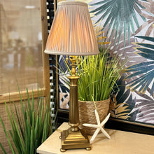 Load image into Gallery viewer, Brass Lamp w/ Tan Shade
