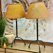 Load image into Gallery viewer, Metal Lamp Burlap Shade
