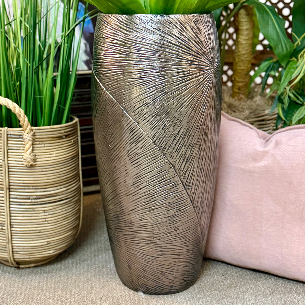 Tall Silver Planter