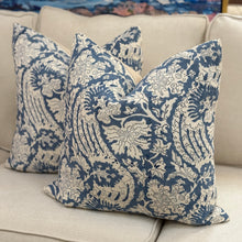 Load image into Gallery viewer, Blue/White Leaf Designer Pillow
