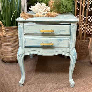 Distressed Blue Side Table