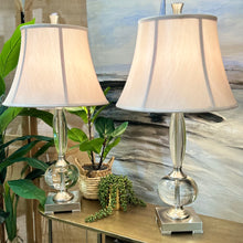 Load image into Gallery viewer, Glass/Silver Lamp w/ Pale Pink Shade
