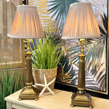 Load image into Gallery viewer, Brass Lamp w/ Tan Shade
