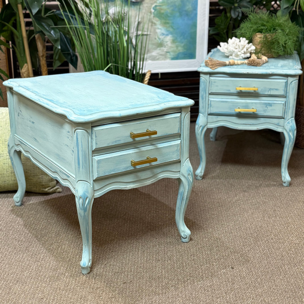 Distressed Blue Side Table