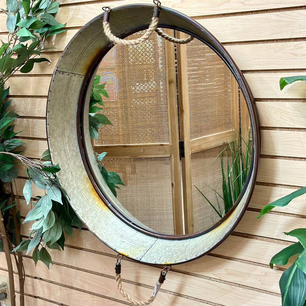 Round Galvanized Metal Mirror