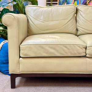 Pale Green Leather Loveseat