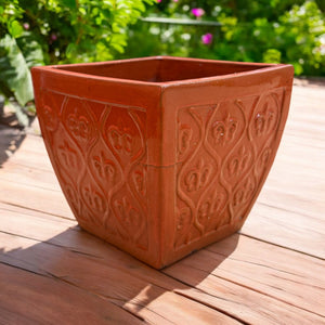 Red-Orange Glazed Planter