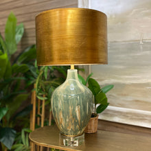 Load image into Gallery viewer, Gold &amp; Aqua Swirl Lamp
