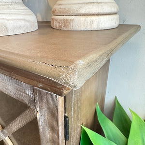 Imperfect Natural Finish Breakfront Cabinet