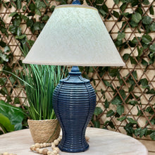 Load image into Gallery viewer, Blue Ribbed Table Lamp
