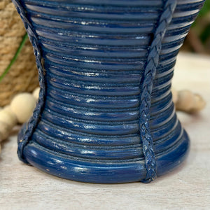 Blue Ribbed Table Lamp