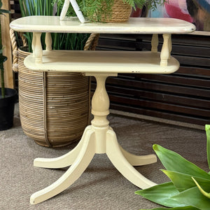 Creme Pedestal Side Table