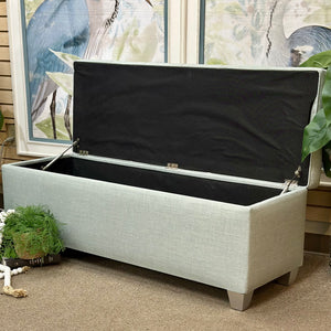 Light Blue Tufted Storage Bench