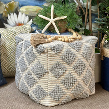 Load image into Gallery viewer, Blue-Grey/Ivory Pouf
