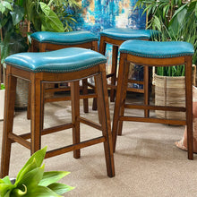 Load image into Gallery viewer, Teal Nailhead Stool
