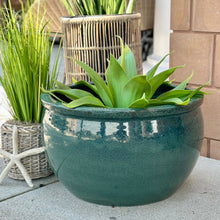 Load image into Gallery viewer, Glazed Green Terracotta Planter
