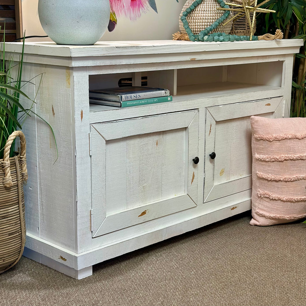Distressed Farmhouse White Cabinet