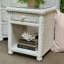 Load image into Gallery viewer, Glass Top Wicker Nightstand
