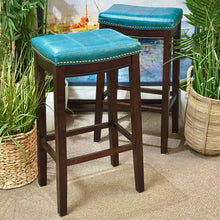 Load image into Gallery viewer, Teal Saddle Barstool
