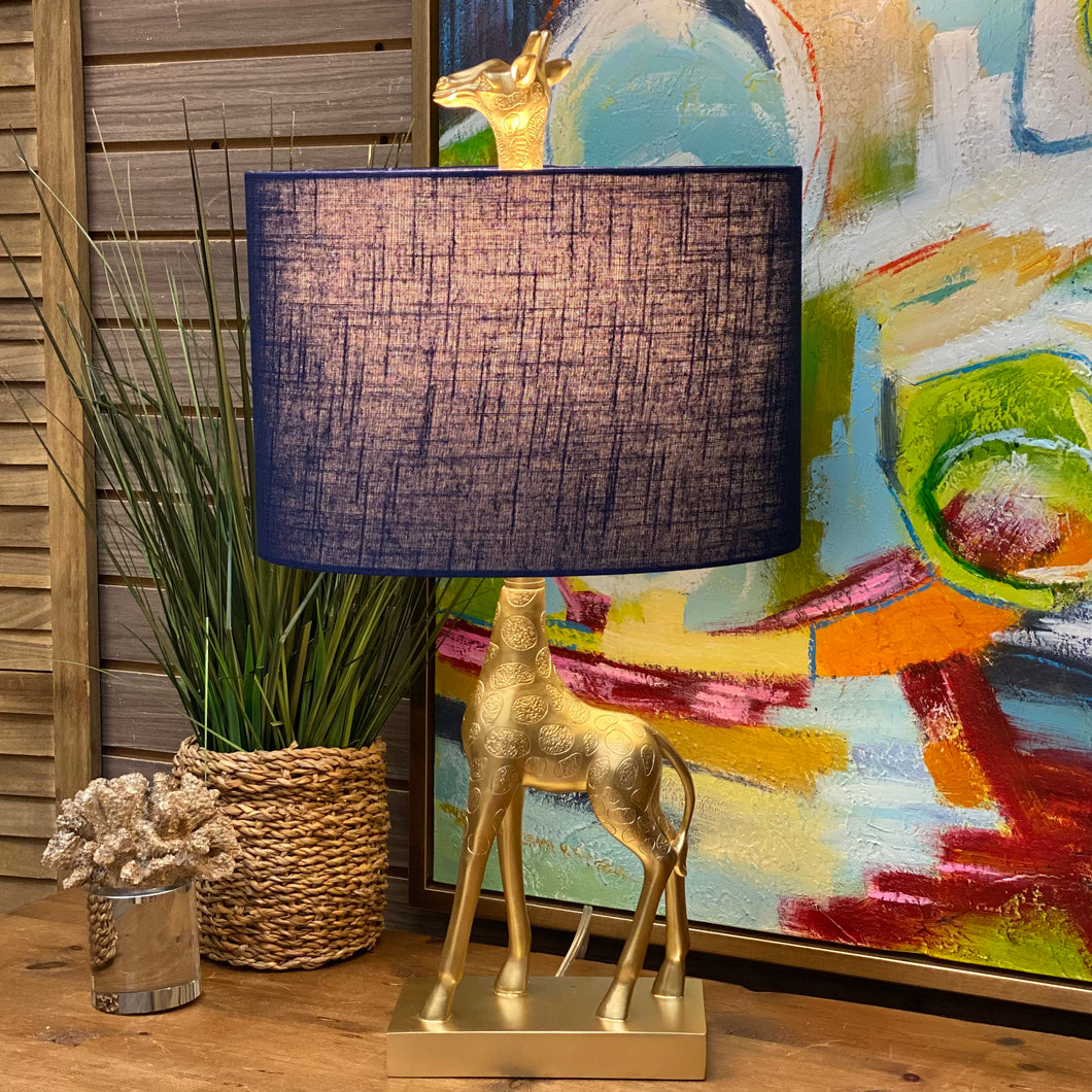 Giraffe Lamp w/Blue Shade
