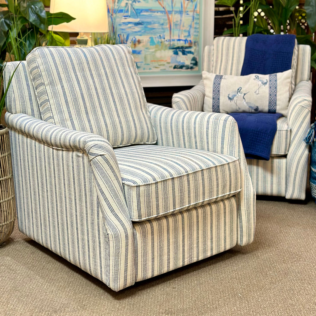 Blue Striped Swivel Chair