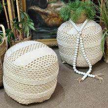 Load image into Gallery viewer, Natural &amp; Ivory Rounded Pouf
