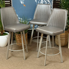 Load image into Gallery viewer, Set/3 Woven Silver Stools
