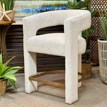 Load image into Gallery viewer, Ivory Upholstered Counter Stool
