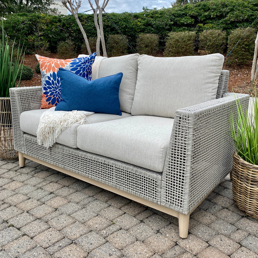 Lt Beige Outdoor Loveseat