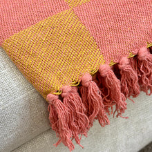 Load image into Gallery viewer, Pink &amp; Gold Fringe Throw
