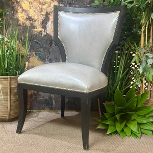 Grey Leather-Like Dining Chair