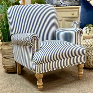 Blue/White Striped Accent Chair