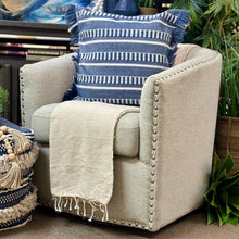 Load image into Gallery viewer, Beige Swivel Nailhead Chair
