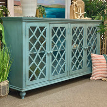 Load image into Gallery viewer, 4DR Teal Lattice Cabinet
