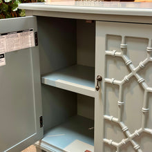 Load image into Gallery viewer, Teal Fretwork Cabinet
