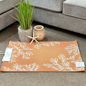 Orange & White Sea Life Washable Rug