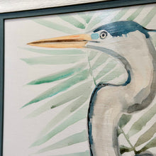 Load image into Gallery viewer, Heron w/ Palms &amp; Blue Mat Giclee

