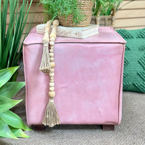 Pink Leather Ottoman