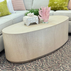 Light Beige Oval Coffee Table