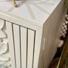 Load image into Gallery viewer, 4DR White Carved Wood Credenza
