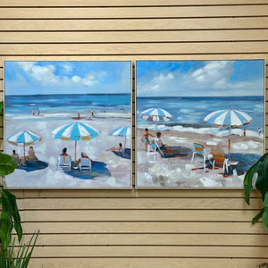 Blue Umbrellas On Beach II