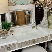 Load image into Gallery viewer, White Glam Vanity W/Ottoman
