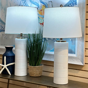 Soft Aqua/Beige Striped Lamp