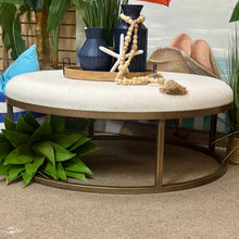Load image into Gallery viewer, Arhaus Round Ivory Ottoman

