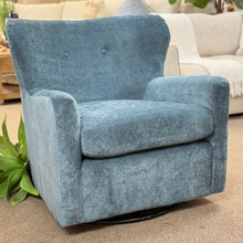 Load image into Gallery viewer, Blue Chenille Swivel Glider
