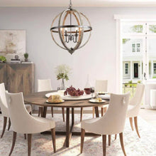 Load image into Gallery viewer, LNC Distressed Gray Wood Chandelier
