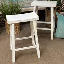 Load image into Gallery viewer, Set/2 White Saddle Stools
