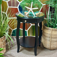 Load image into Gallery viewer, Blk Glass Top Side Table
