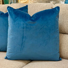 Load image into Gallery viewer, Navy Velvet Designer Down Pillow
