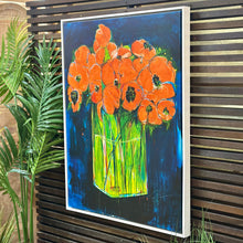 Load image into Gallery viewer, Saturated Navy &amp; Orange Floral Art
